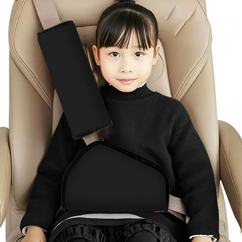 Mokiwala Kid's Shoulder & Belly Protective Padding - Soft Breathable Hypoallergenic Straps Cushion Cover for Booster Seat, Strollers, and High Chairs, Black - Image 2